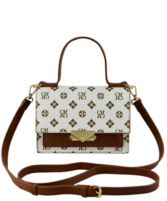 CM Monogram Push Lock Flap Crossbody Bag CM705 IVORY